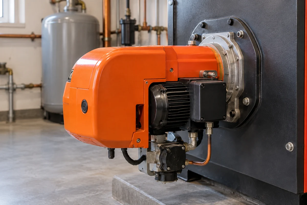 Illustration of an oil-fired boiler burner