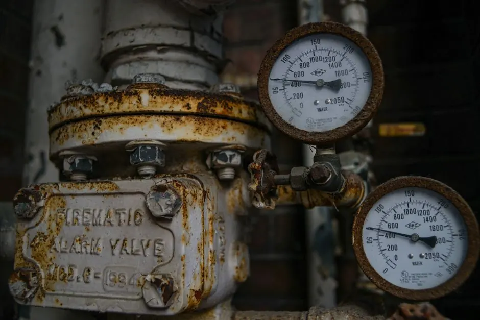 Pressure gauges and heating valve detail